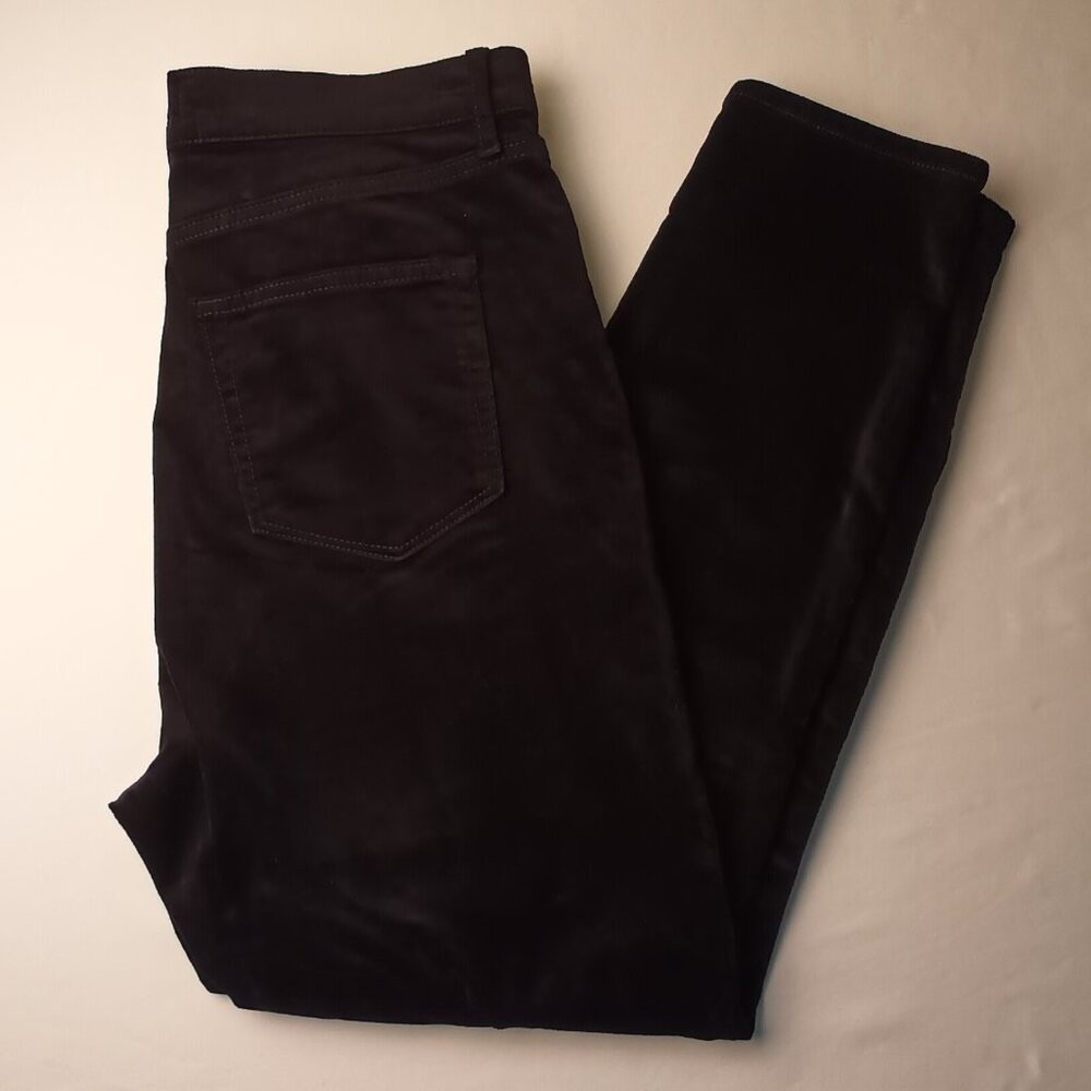 Loft Womens High Rise Velvet Skinny Pants Size 10P Black Stretch Classic Party